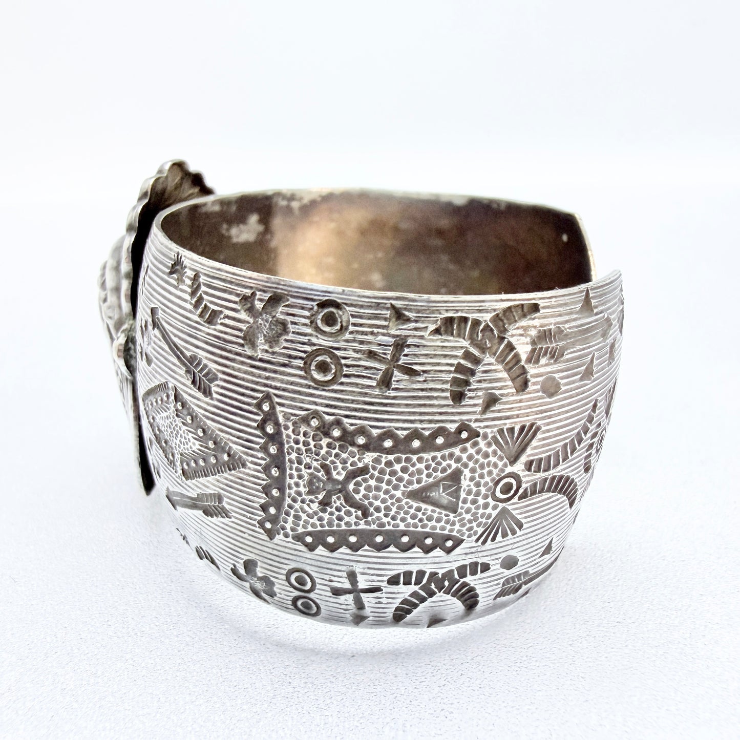 Vintage Indian Chief Silver-plated Cuff Bracelet.