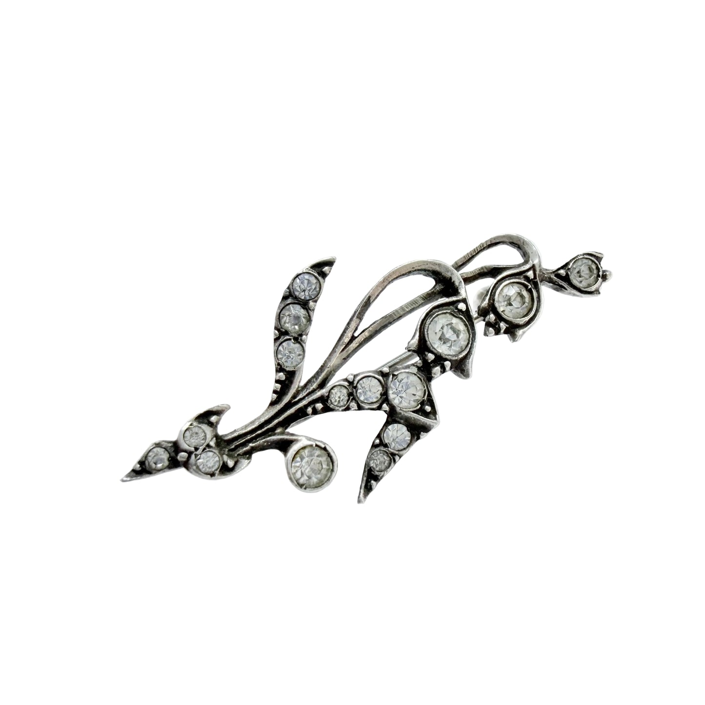 Vintage 1940s. Solid Silver Paste Flower Brooch.