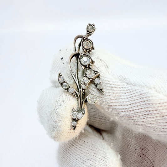 Vintage 1940s. Solid Silver Paste Flower Brooch.