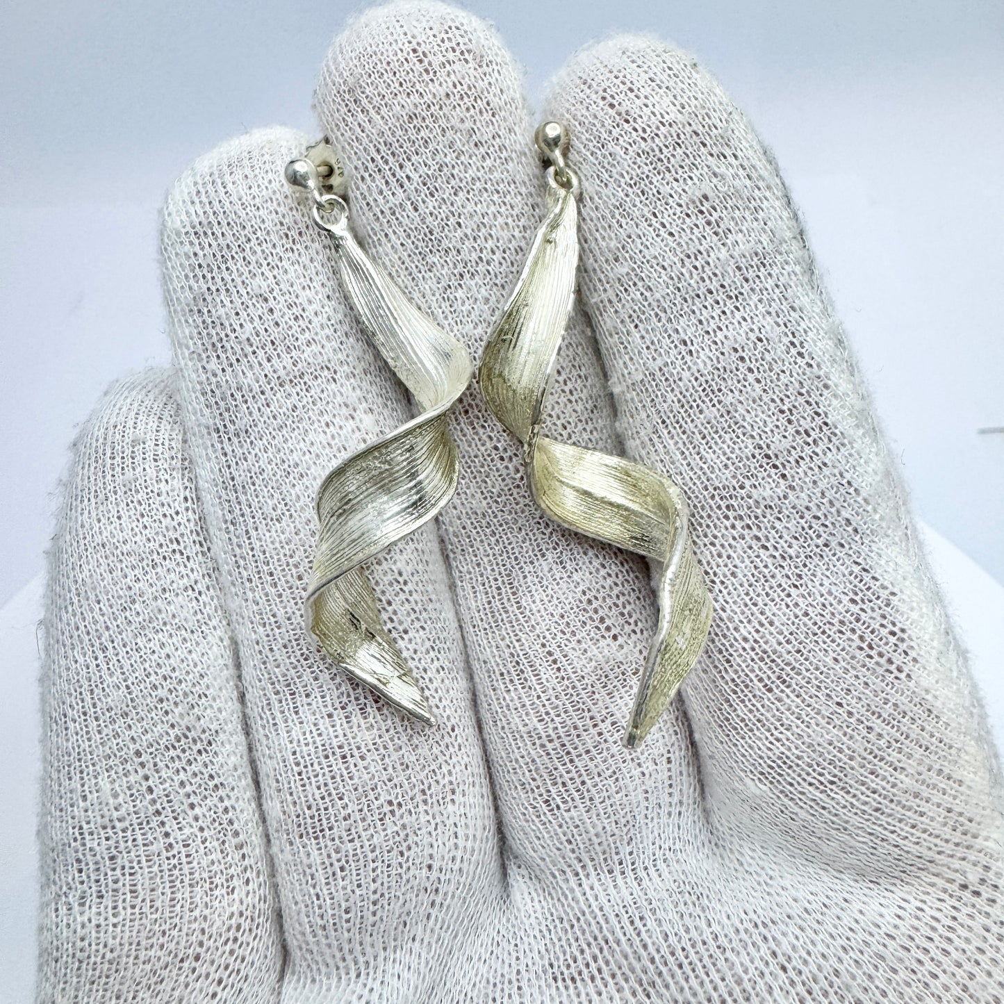 Flora Danica, Denmark. Vintage Sterling Silver Earrings.
