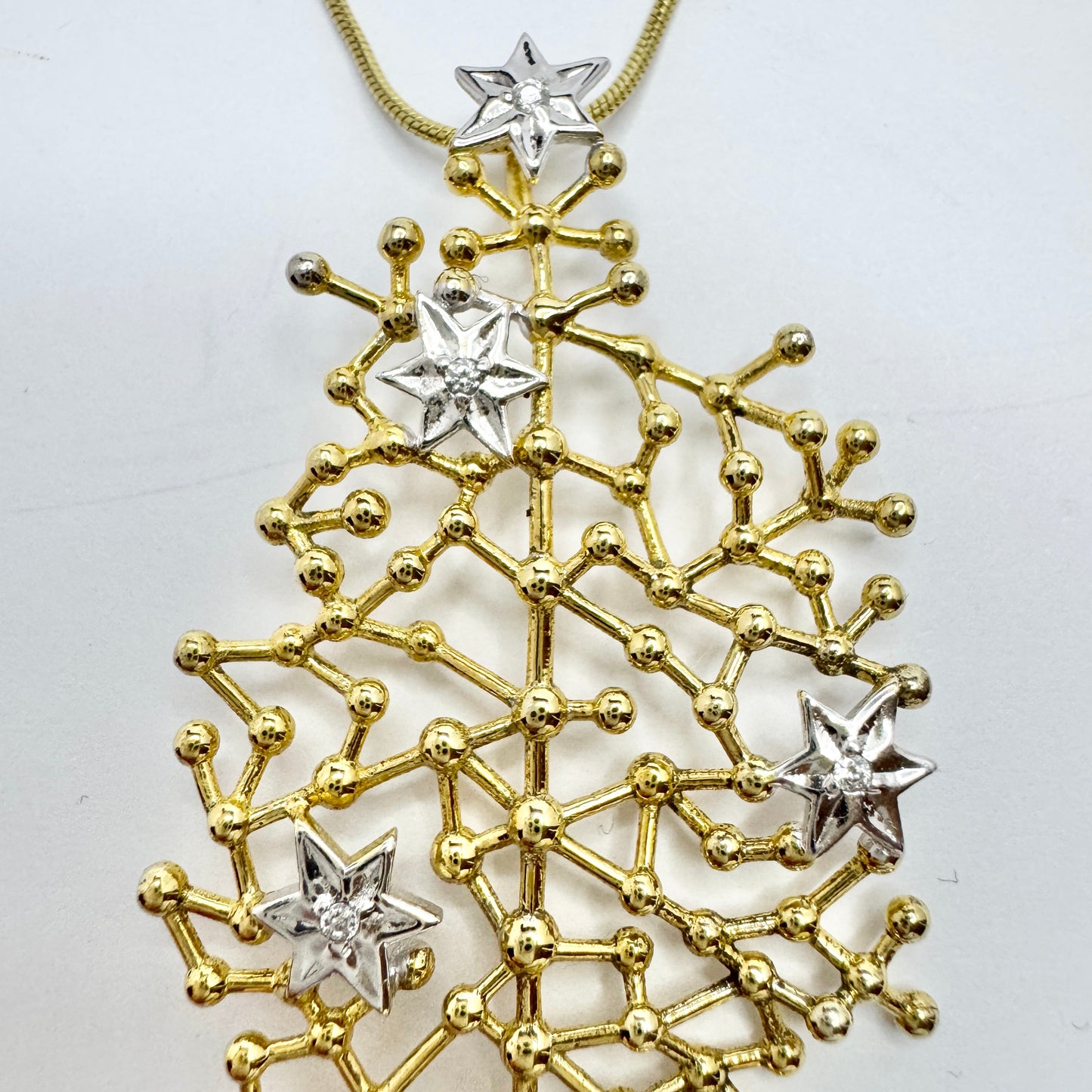 Tapio Wirkkala for Kultakeskus Finland Sterling CZ Pendant Necklace. Starry Sky