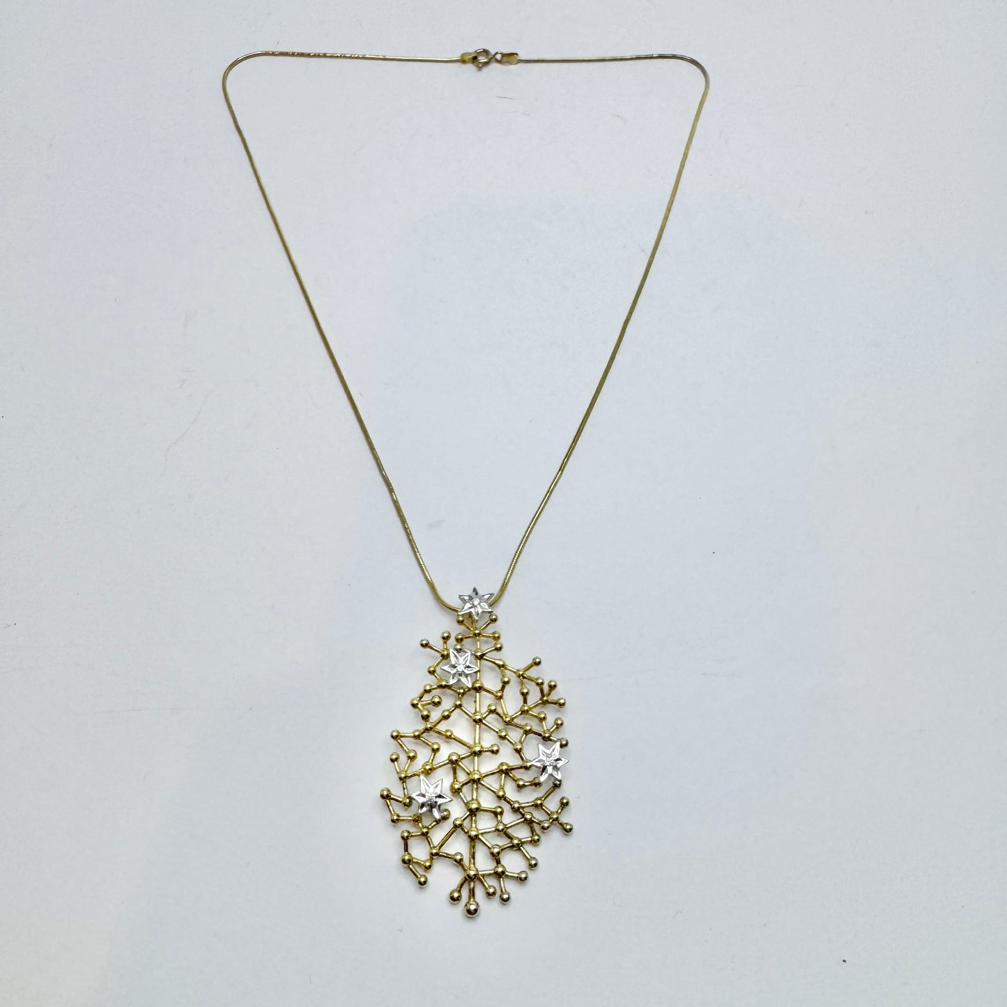 Tapio Wirkkala for Kultakeskus Finland Sterling CZ Pendant Necklace. Starry Sky