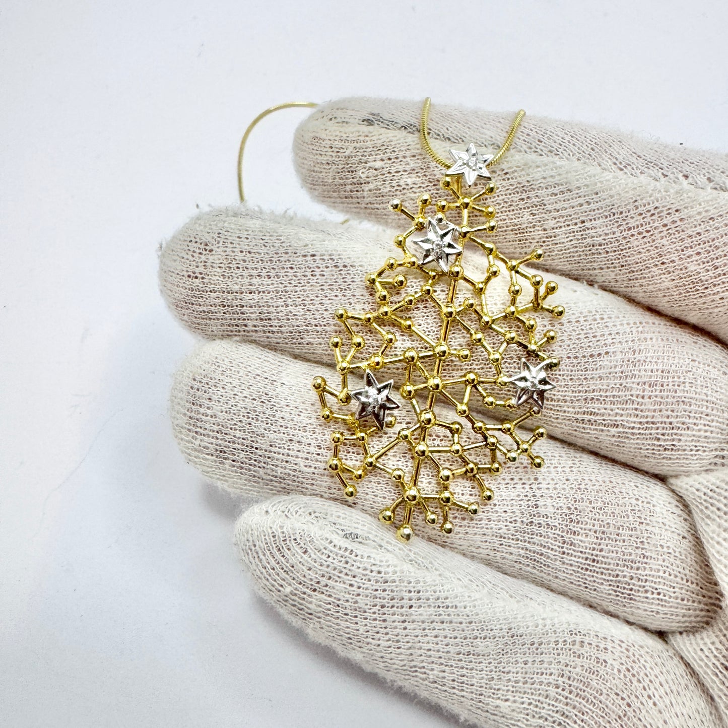 Tapio Wirkkala for Kultakeskus Finland Sterling CZ Pendant Necklace. Starry Sky