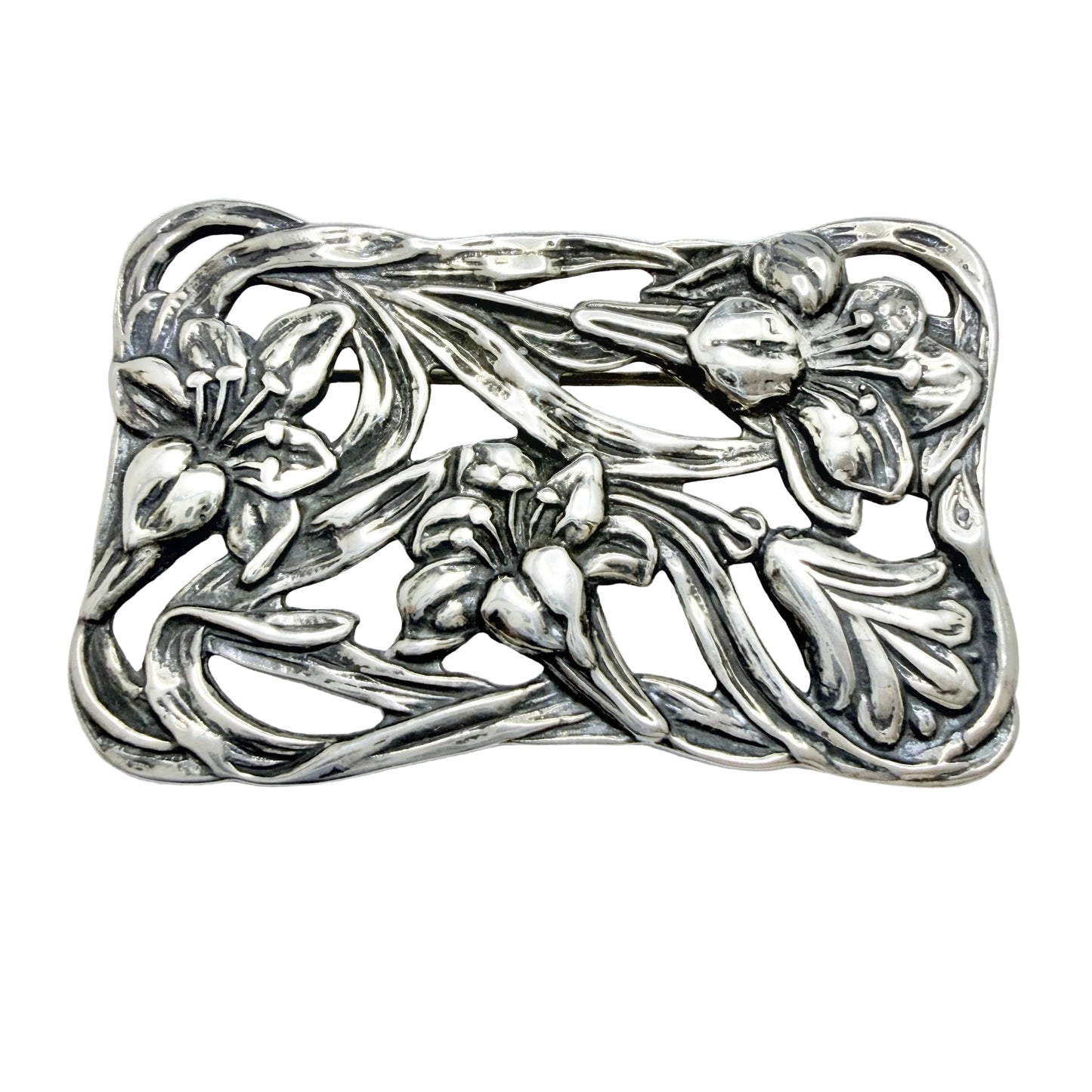 Vintage Sterling Silver Floral Brooch.