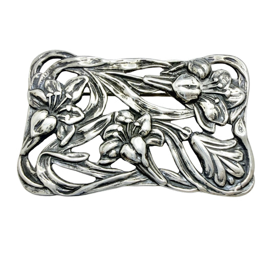 Vintage Sterling Silver Floral Brooch.