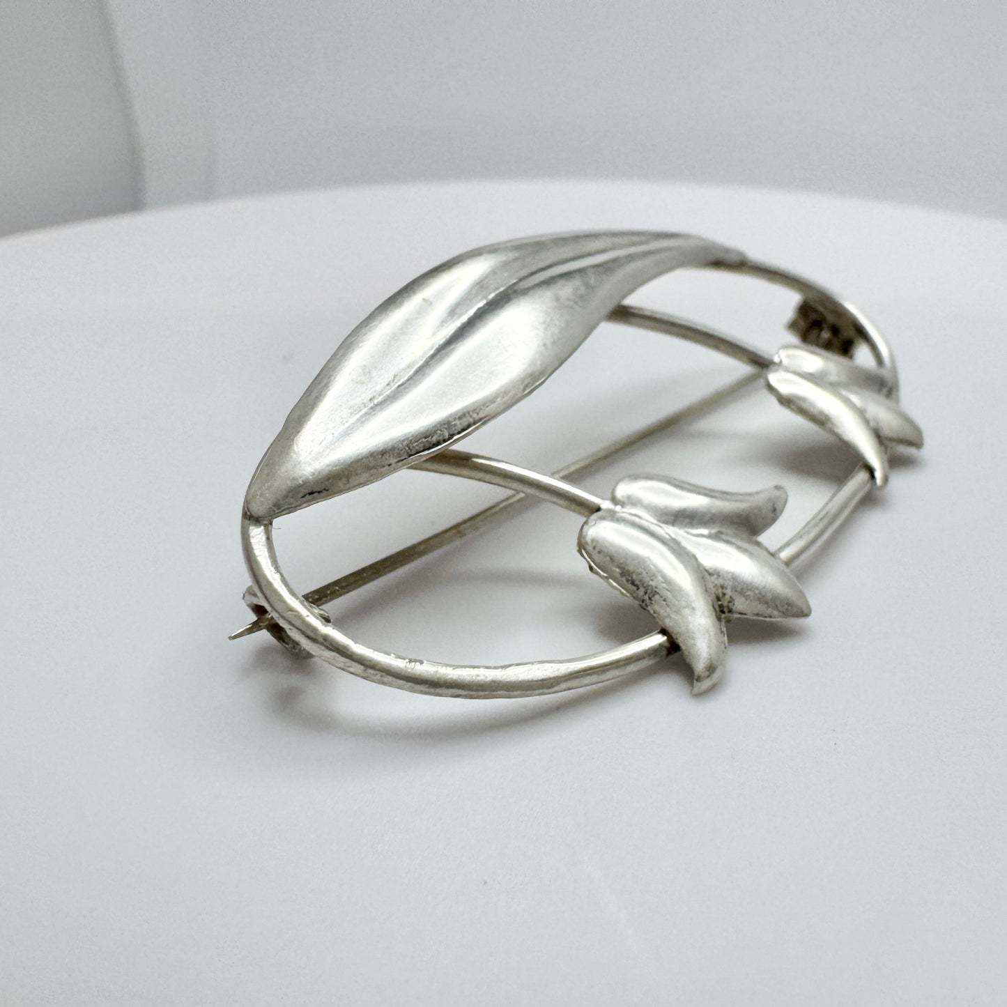 Herbert Andersson, Sweden 1945. Vintage Solid Silver Flower Brooch.
