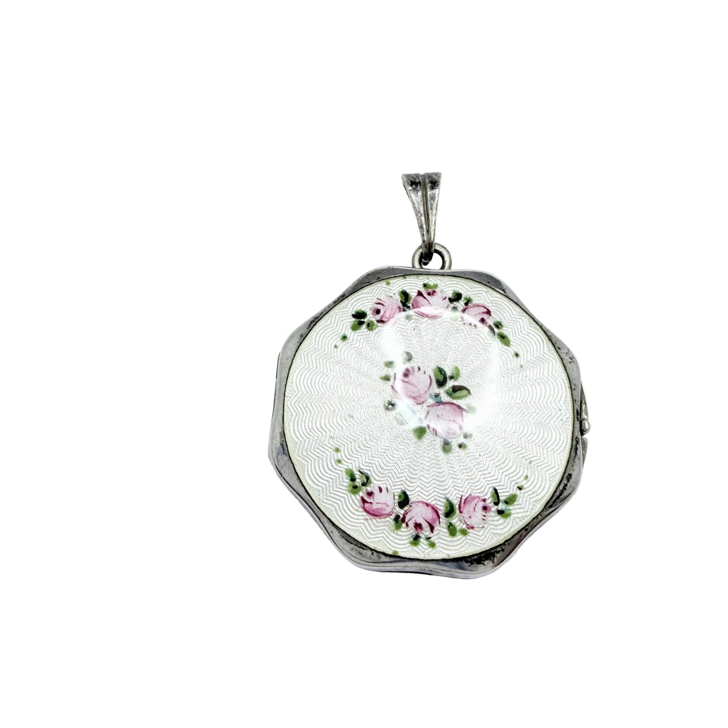 Vintage 1940s. Solid Silver Enamel Locket Pendant.