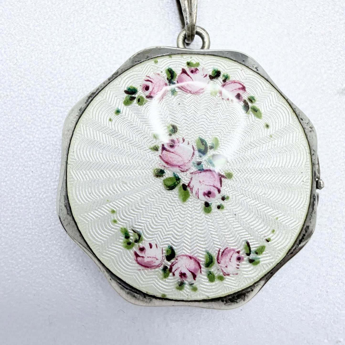 Vintage 1940s. Solid Silver Enamel Locket Pendant.