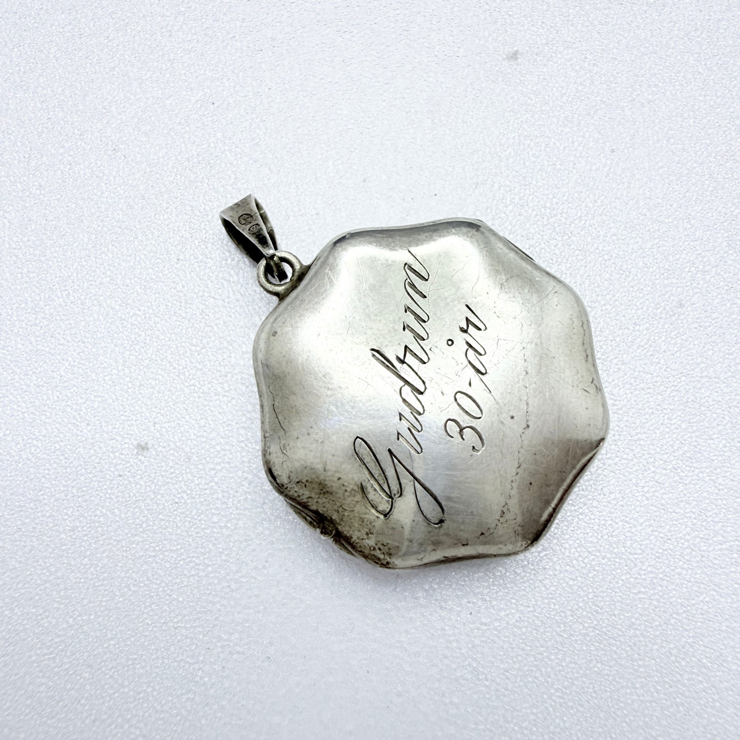 Vintage 1940s. Solid Silver Enamel Locket Pendant.