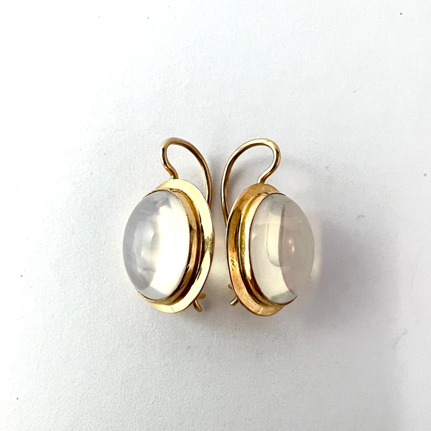 Finland 1958. Vintage 14k Gold Moonstone Earrings.