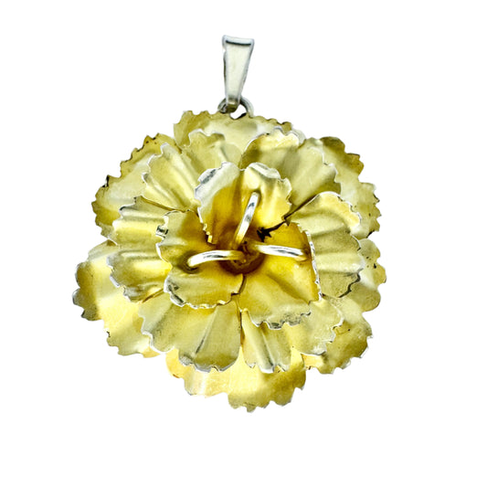 Teka, Theodor Klotz, Germany c 1960s. Gilt Solid Silver Flower Pendant.