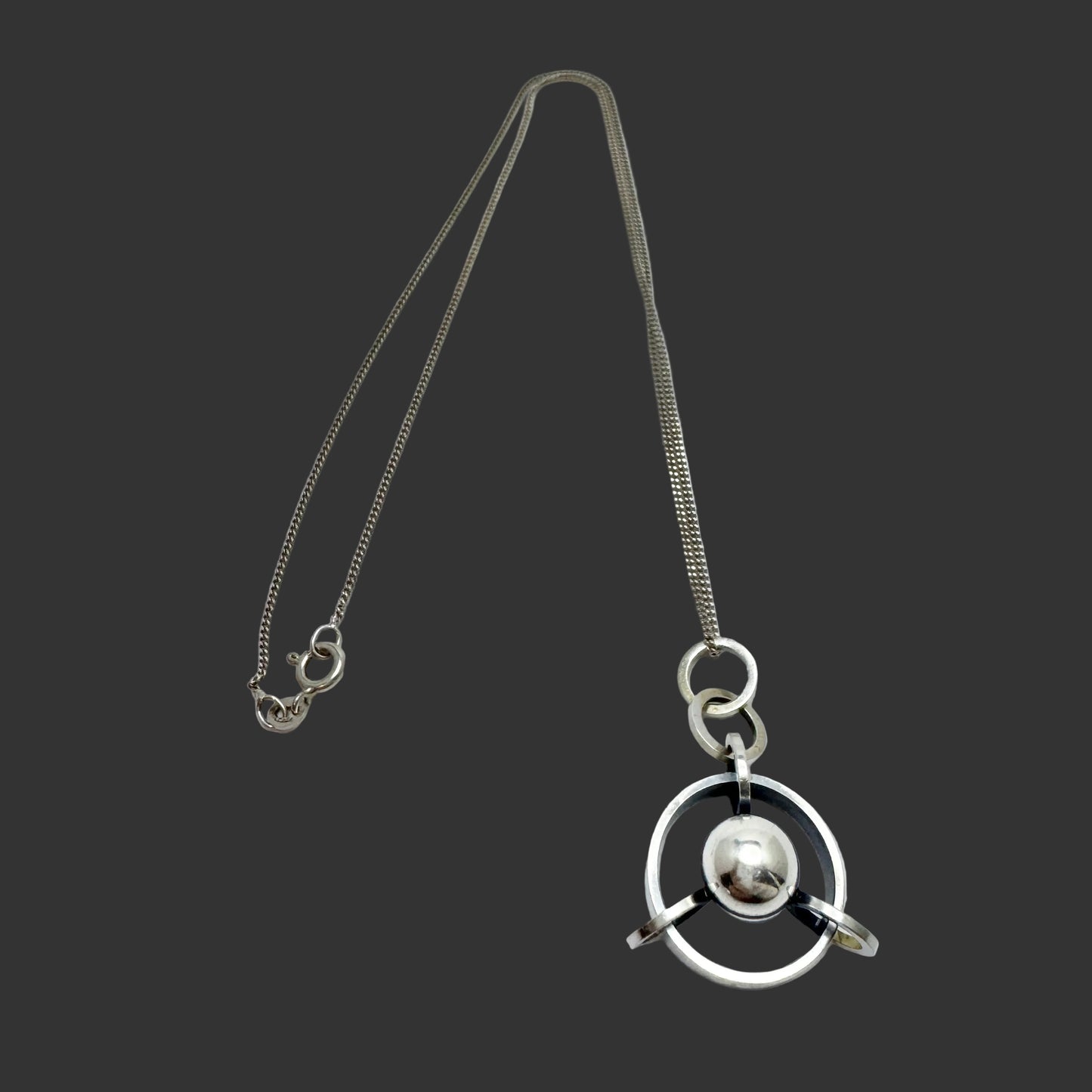 Elis Kauppi, Kupittaan Kulta Finland 1965. Vintage Solid Silver Pendant Necklace.