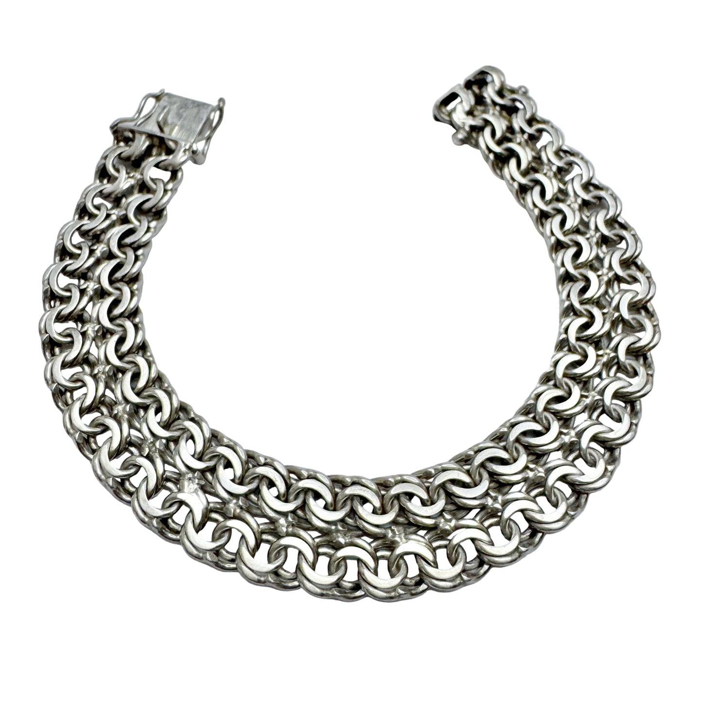 Friedrich Binder, Germany. Vintage Solid Silver Double Bismarck Bracelet.