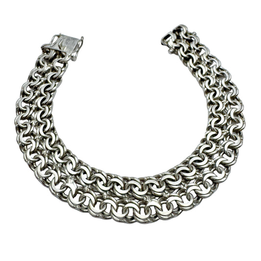 Friedrich Binder, Germany. Vintage Solid Silver Double Bismarck Bracelet.