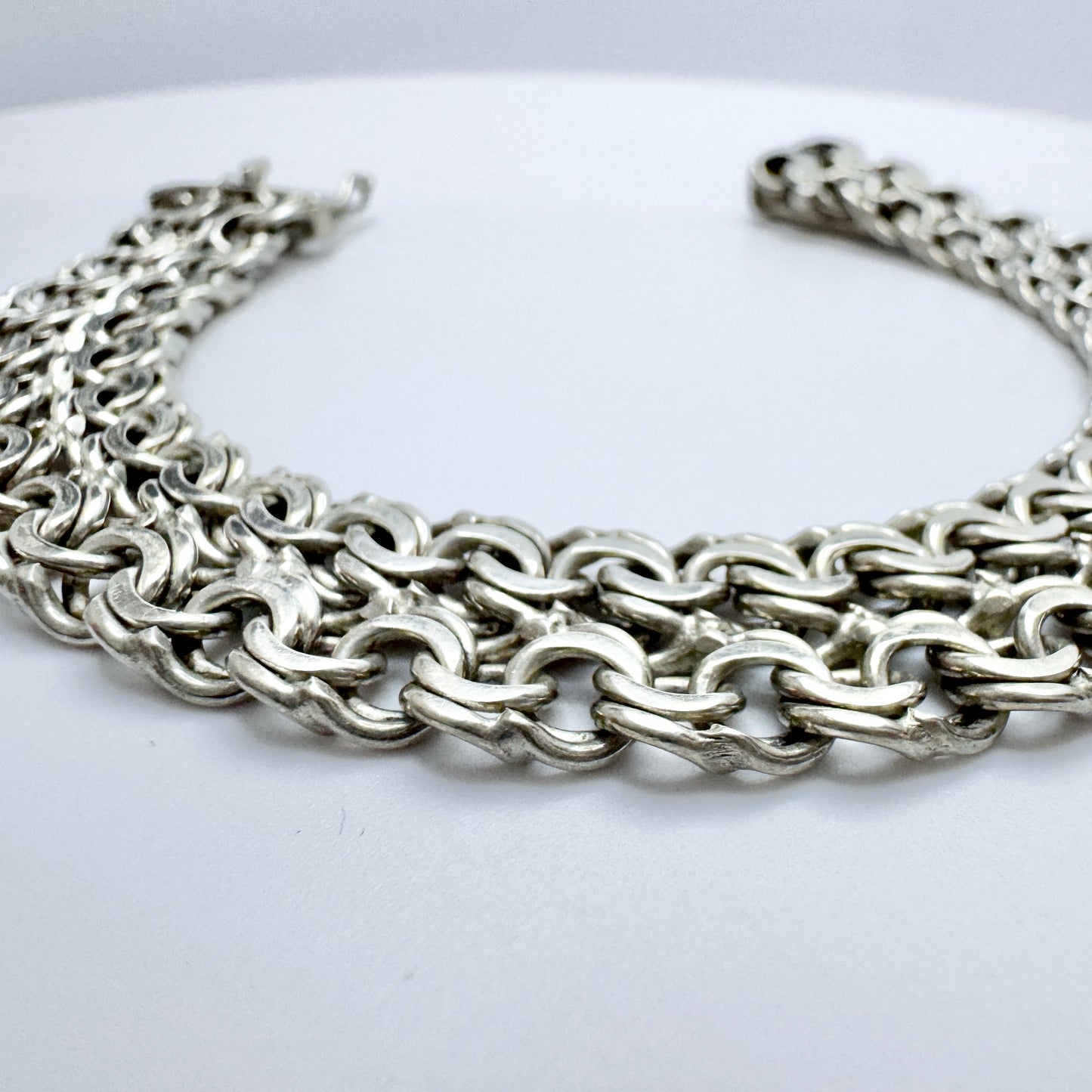 Friedrich Binder, Germany. Vintage Solid Silver Double Bismarck Bracelet.