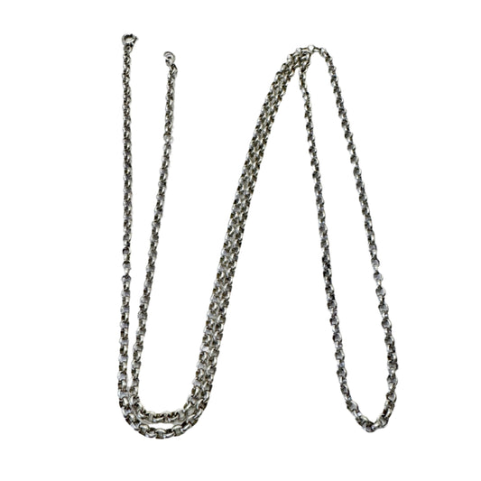 Sweden 1930-40s Vintage Solid Silver 31 inch Belcher Chain Necklace