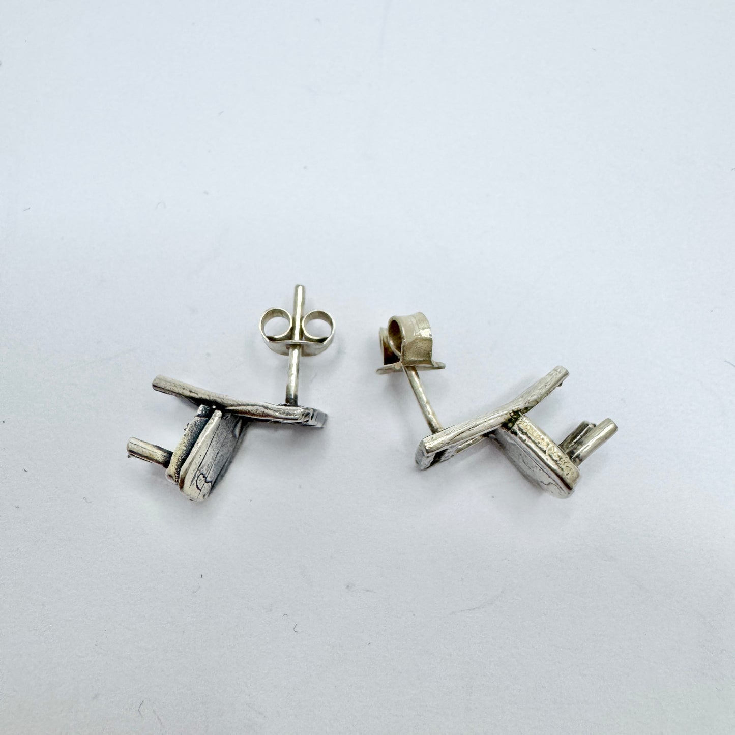 Vintage Solid Silver Miniature Chair Earrings.