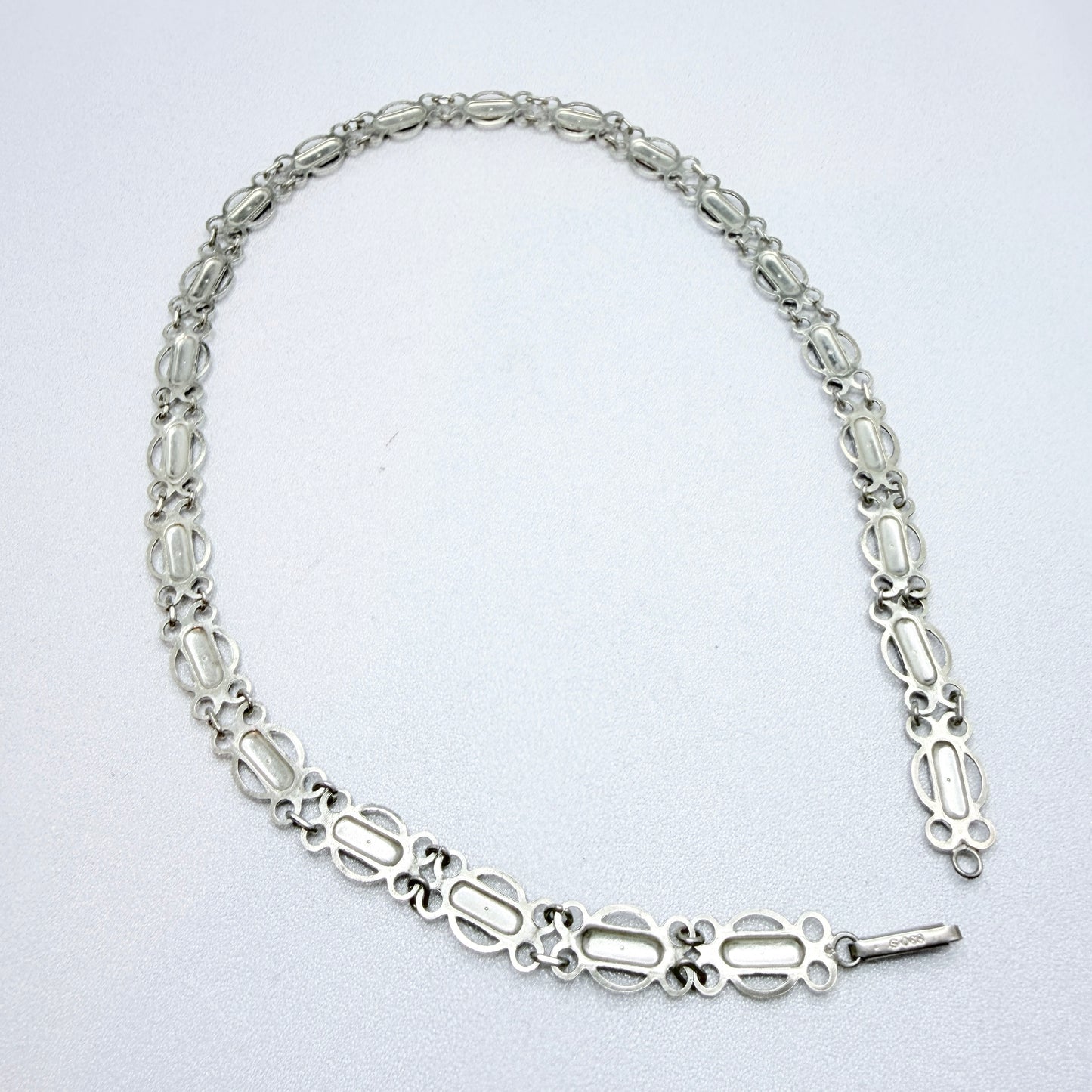 Norway / Denmark. Vintage Solid Silver Black Enamel Necklace.