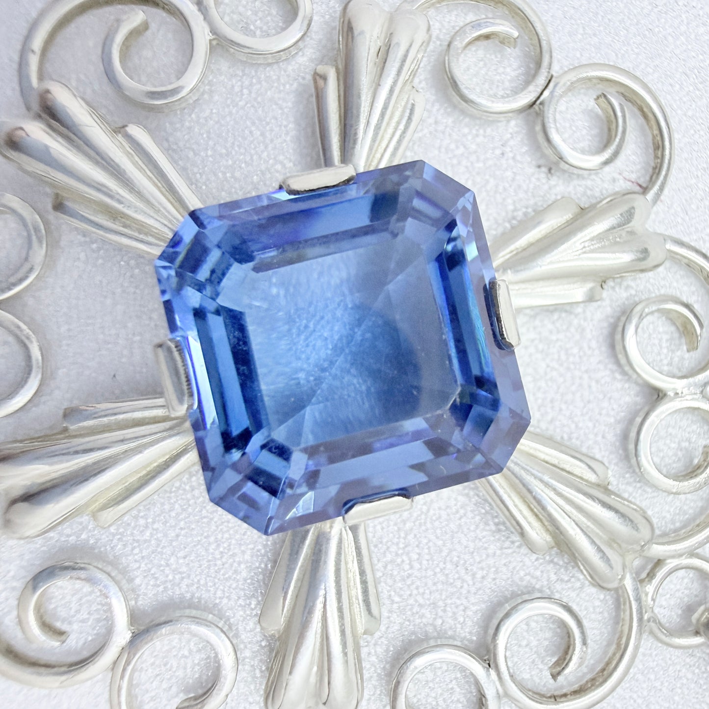 Alton, Sweden 1950s. Vintage Solid Silver Cobalt Blue Synthetic Spinel Pendant.