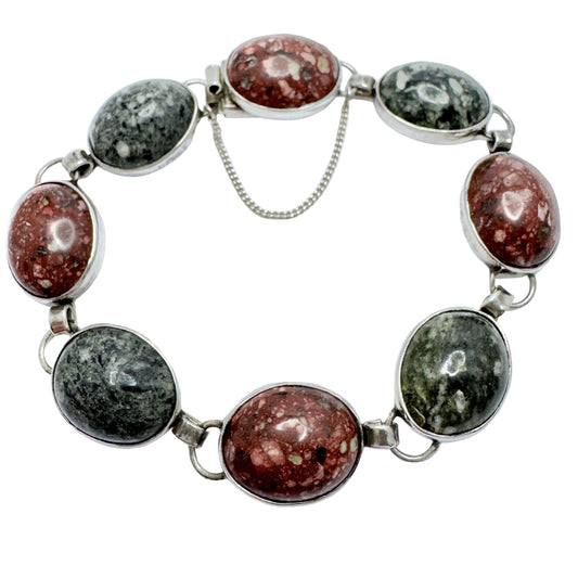 Ove Nordström, Sweden year 1970. Vintage Sterling Silver Porphyry Bracelet.