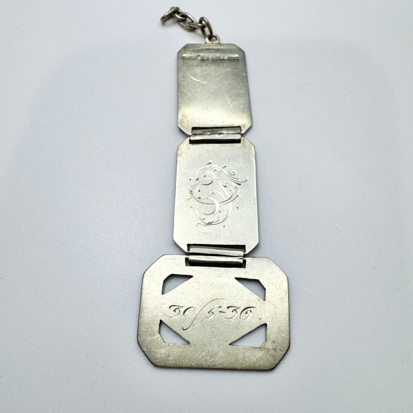 Herman Wist, Finland 1936. Vintage Solid Silver Pocket Watch Fob