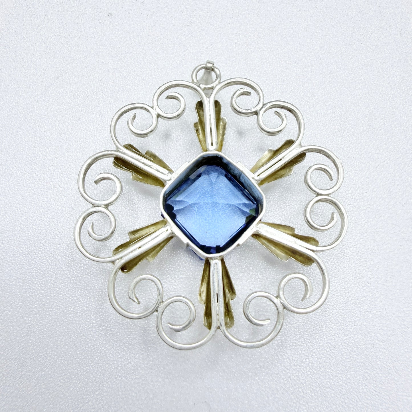 Alton, Sweden 1950s. Vintage Solid Silver Cobalt Blue Synthetic Spinel Pendant.