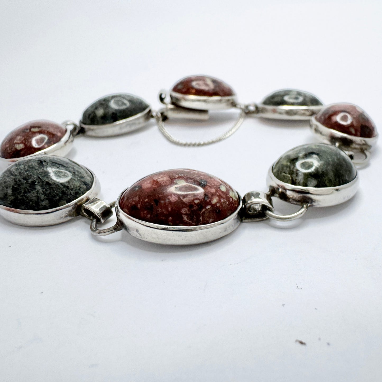 Ove Nordström, Sweden year 1970. Vintage Sterling Silver Porphyry Bracelet.