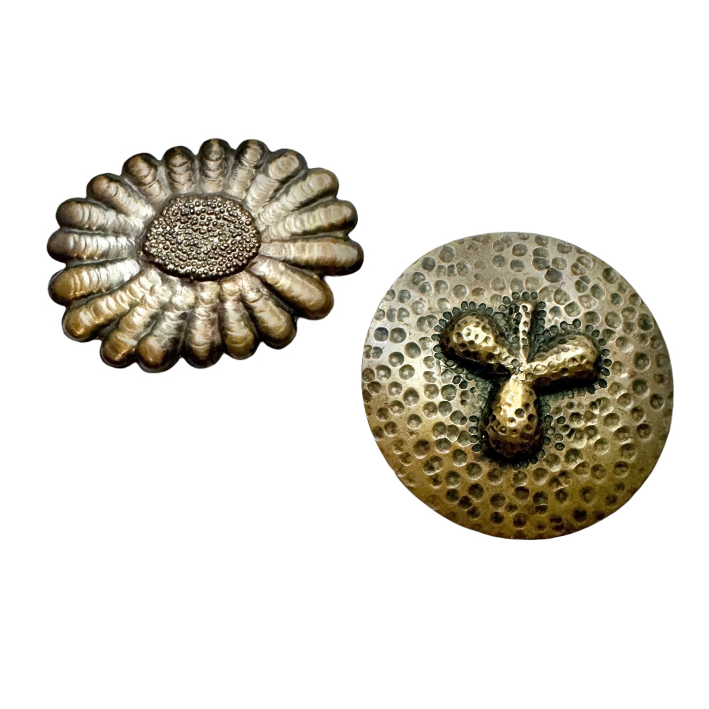 Two Antique ca 1910s Jugendstil Copper Brooches.