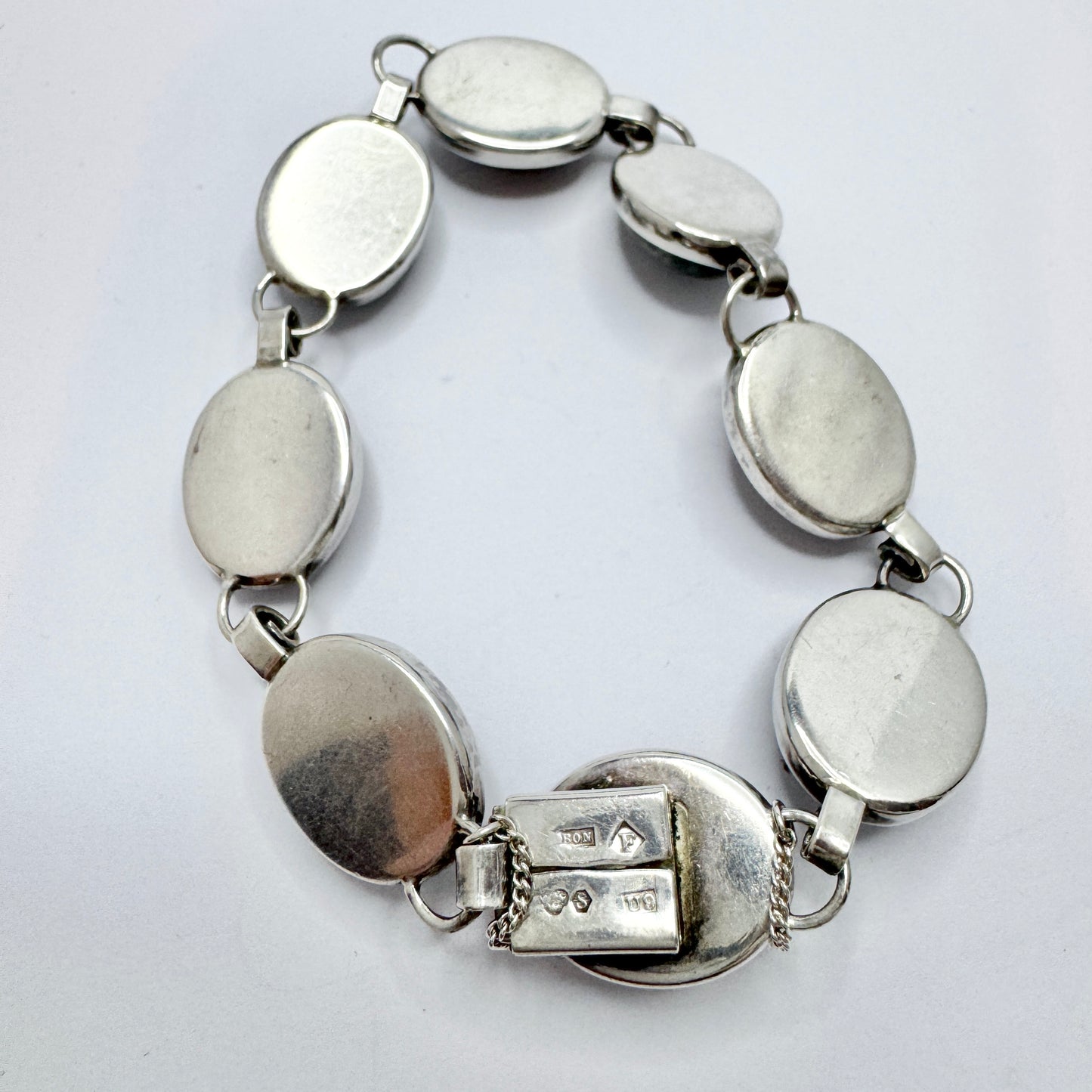 Ove Nordström, Sweden year 1970. Vintage Sterling Silver Porphyry Bracelet.
