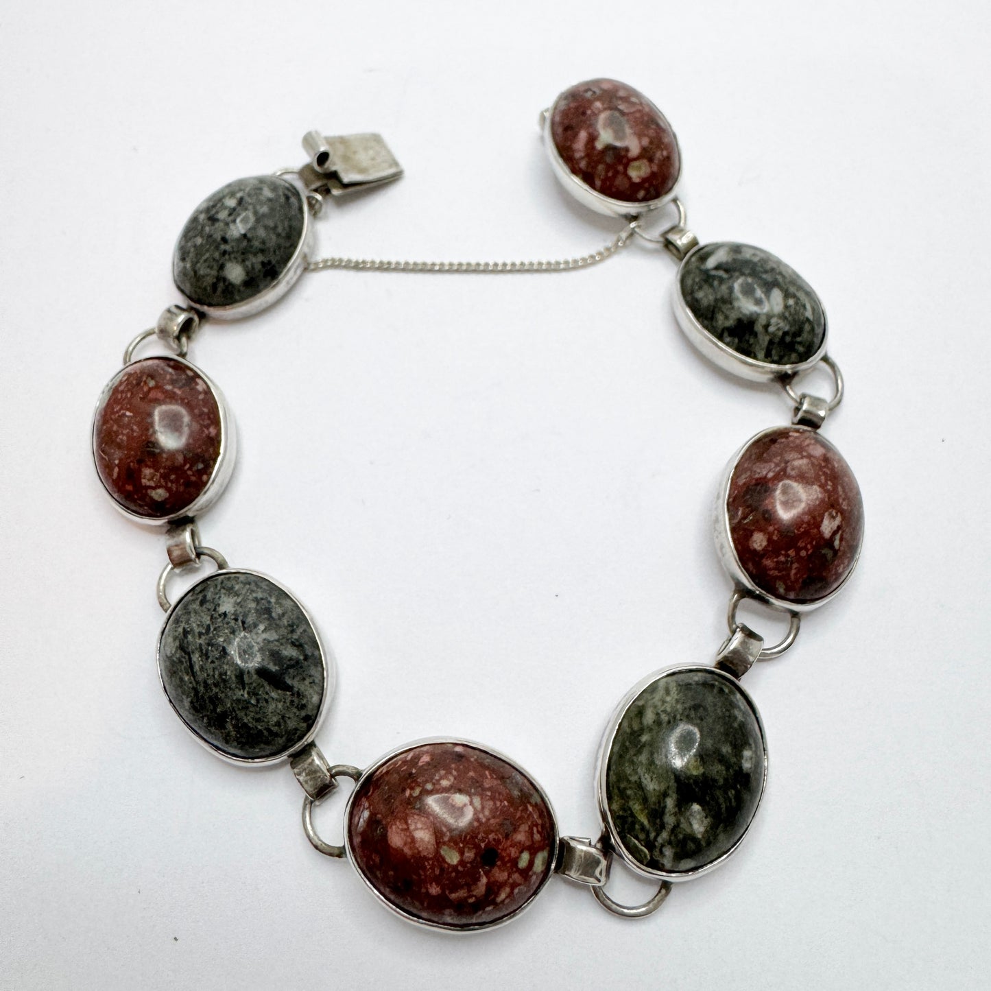 Ove Nordström, Sweden year 1970. Vintage Sterling Silver Porphyry Bracelet.
