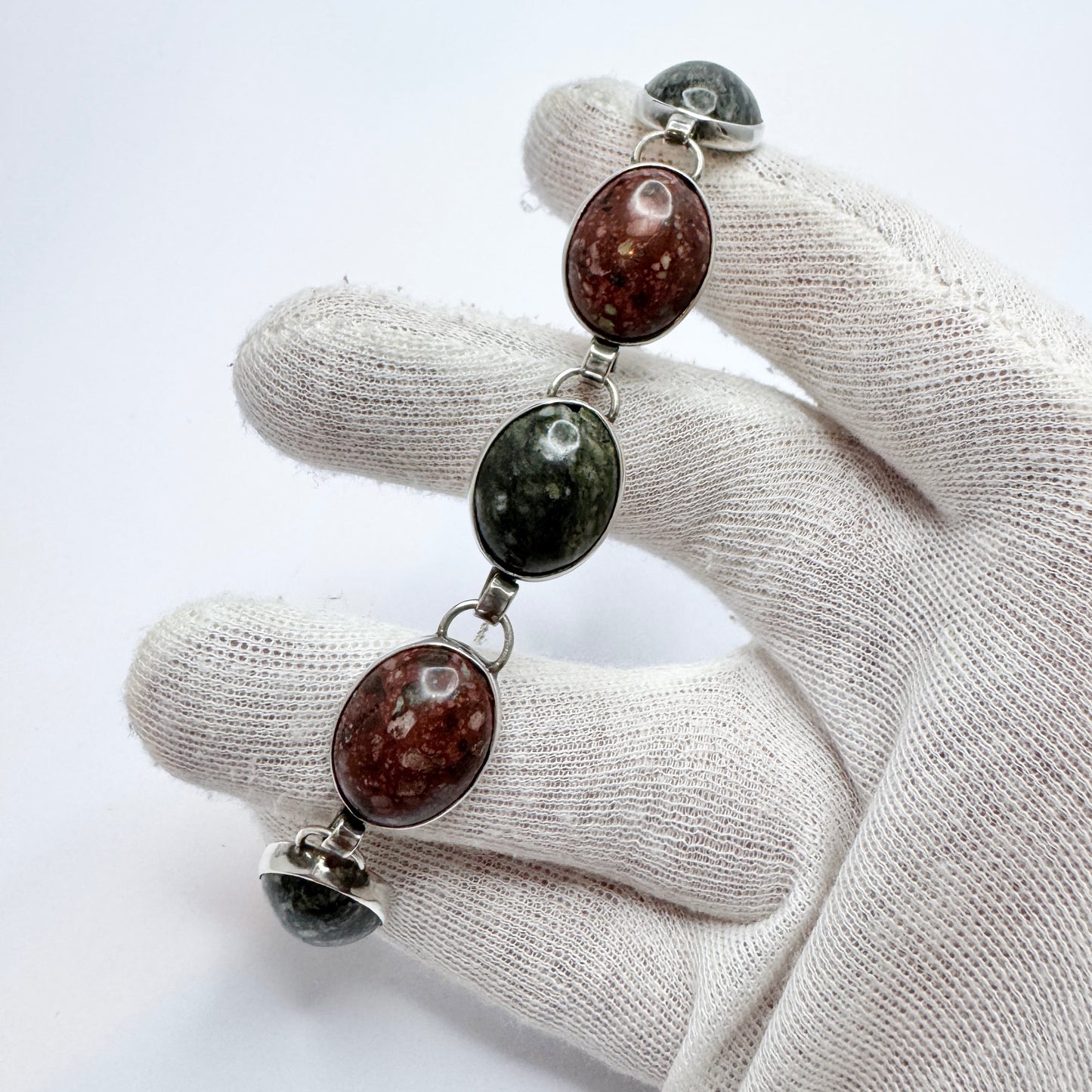 Ove Nordström, Sweden year 1970. Vintage Sterling Silver Porphyry Bracelet.