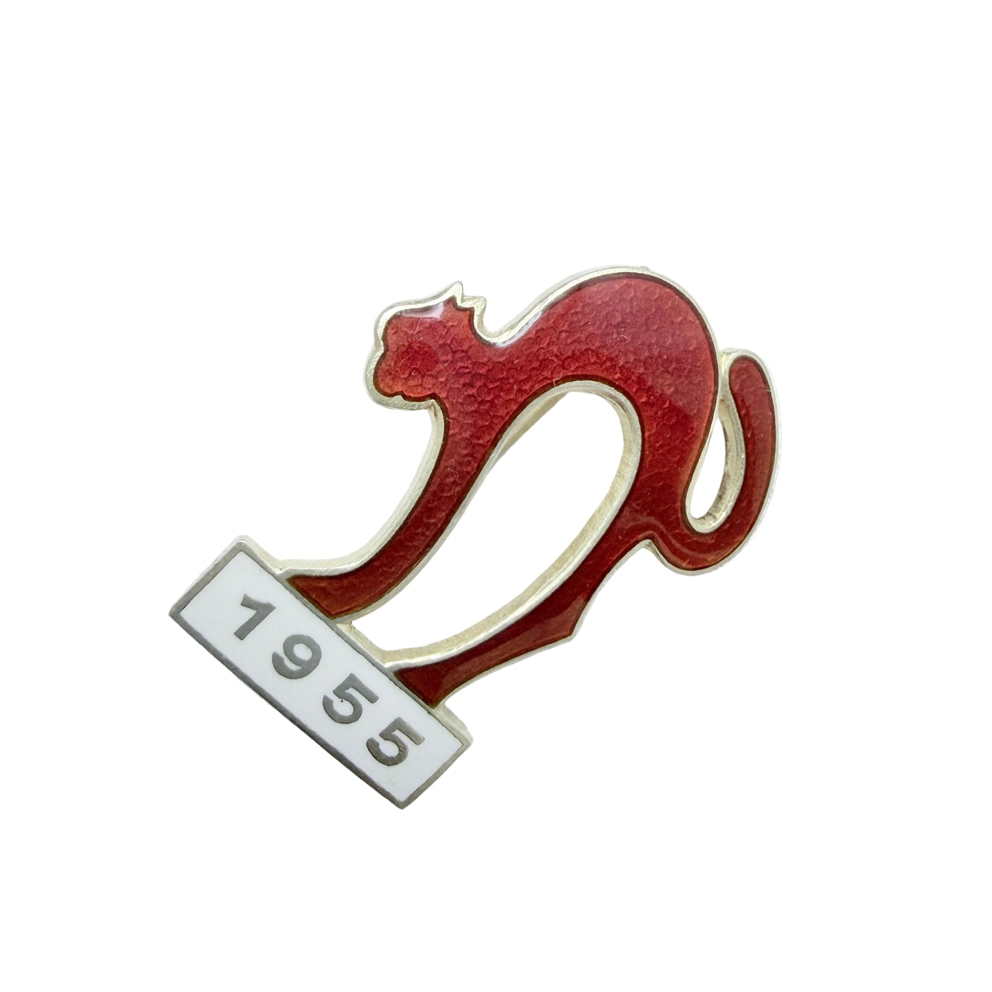 O.F. Hjortdahl, Norway 1955. Vintage Sterling Silver Enamel Cat Brooch.