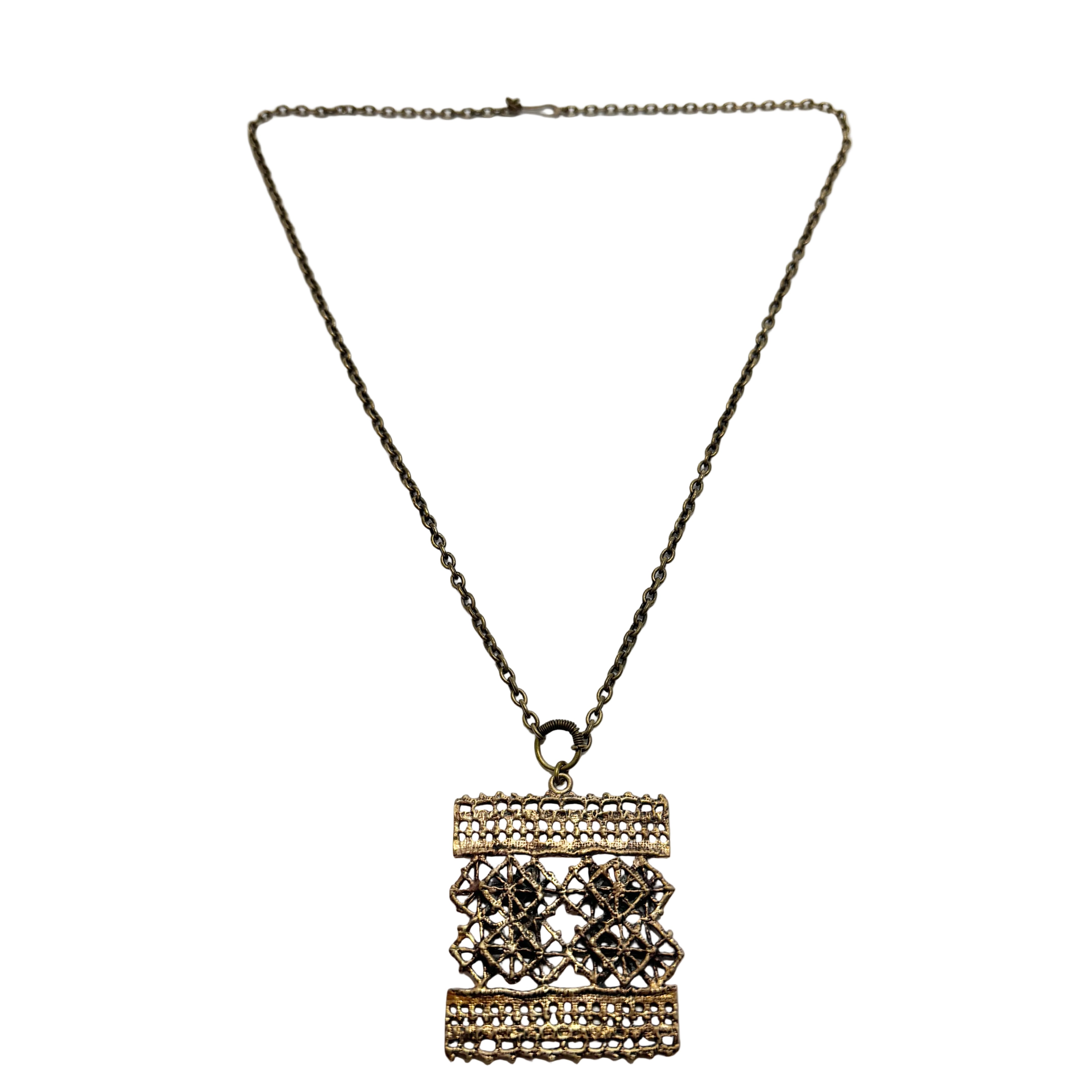 Pentti Sarpaneva, Finland c 1970s. Vintage Bronze Pendant Necklace