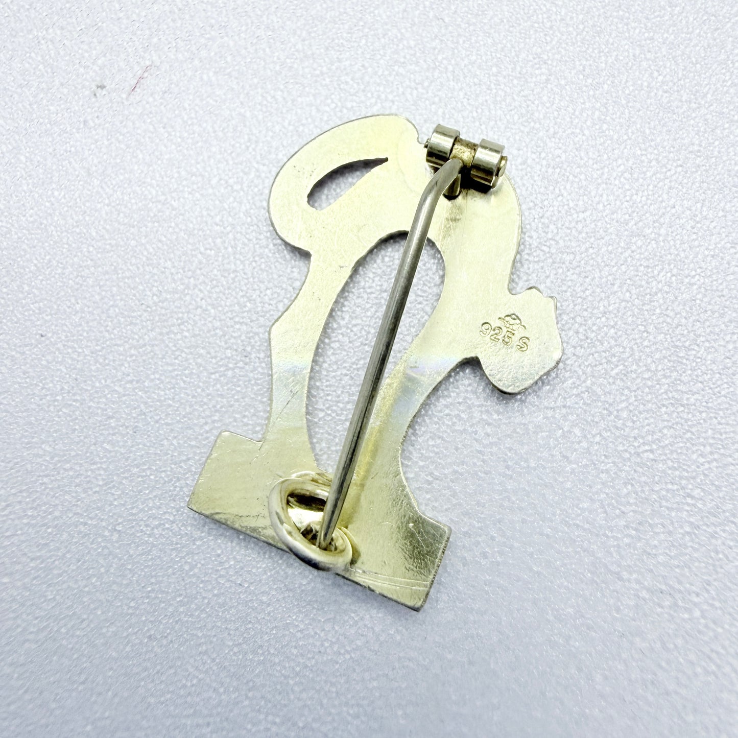 O.F. Hjortdahl, Norway 1955. Vintage Sterling Silver Enamel Cat Brooch.