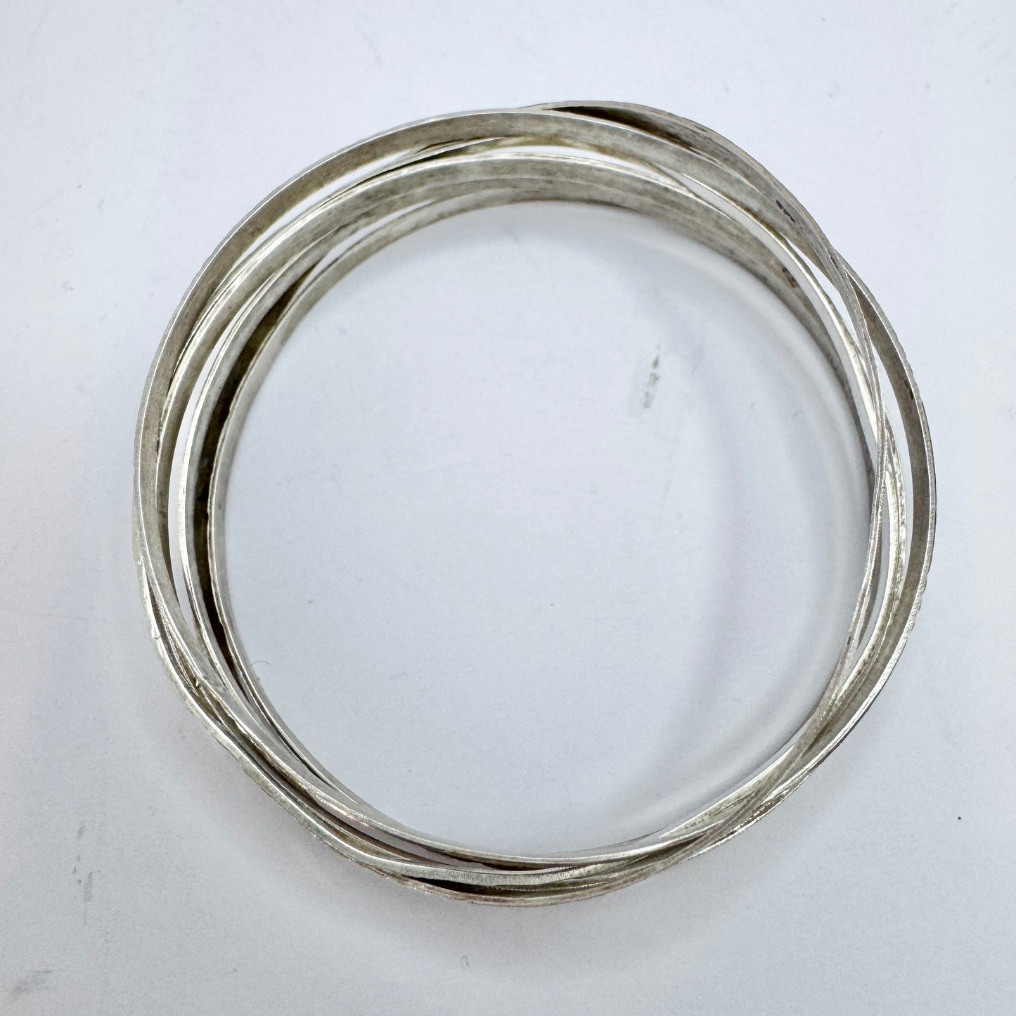 Vintage Solid Silver Bangle Stack.