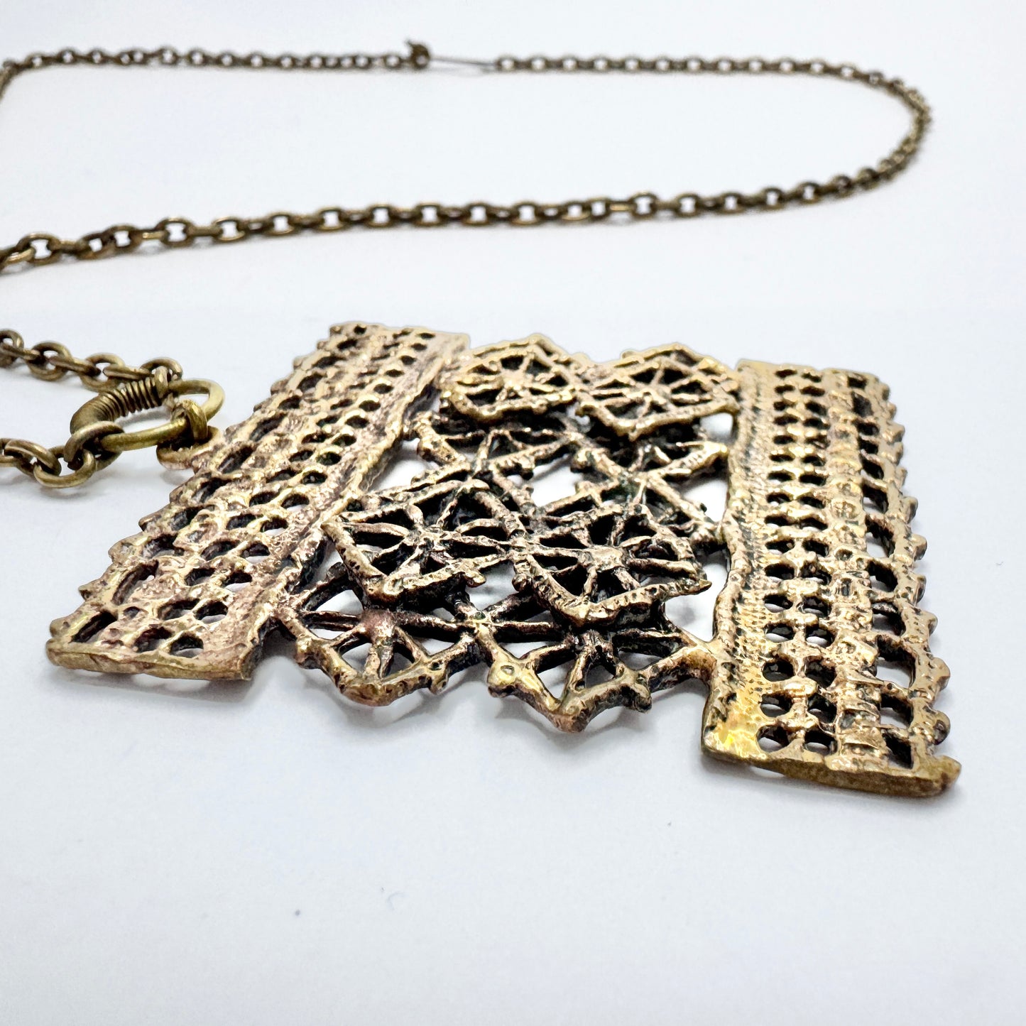Pentti Sarpaneva, Finland c 1970s. Vintage Bronze Pendant Necklace