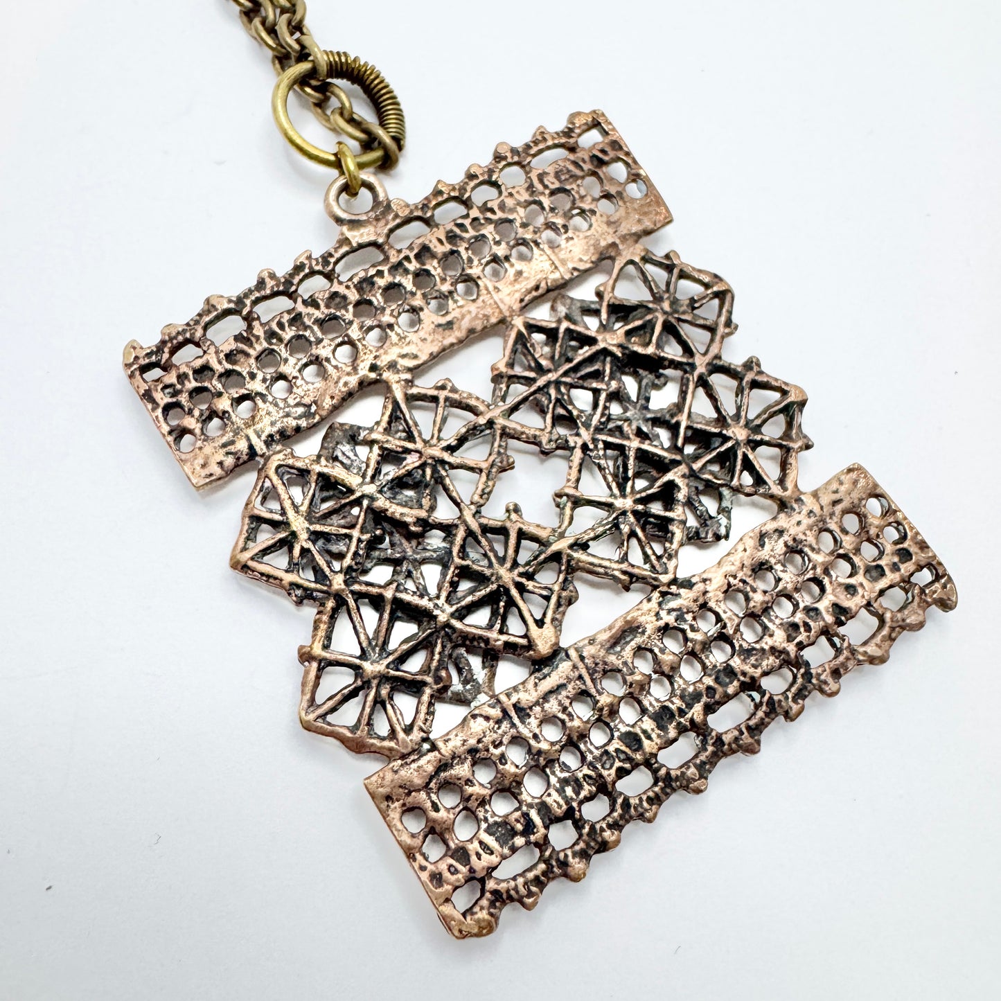 Pentti Sarpaneva, Finland c 1970s. Vintage Bronze Pendant Necklace