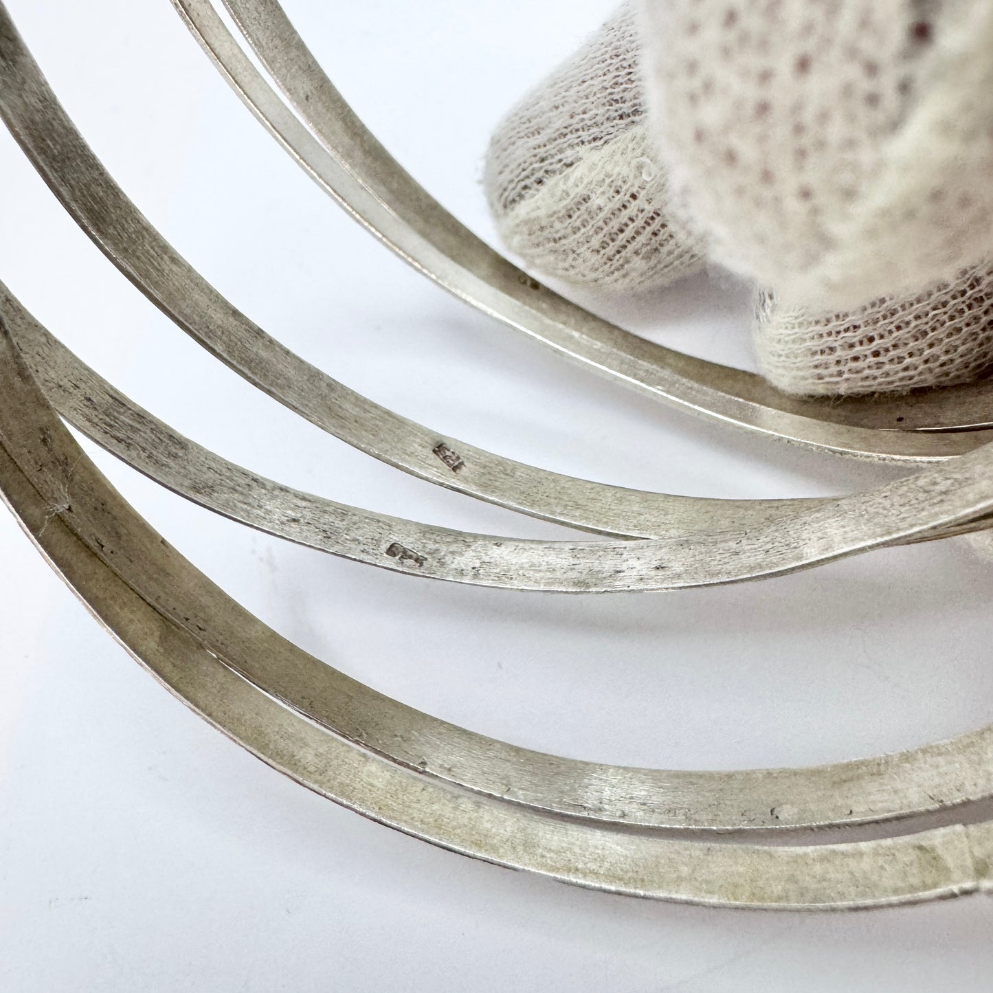 Vintage Solid Silver Bangle Stack.