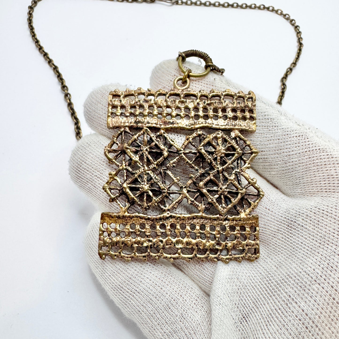 Pentti Sarpaneva, Finland c 1970s. Vintage Bronze Pendant Necklace