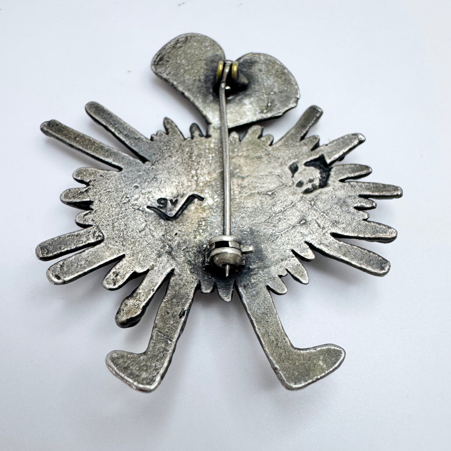 Guy Vidal, Canada. Vintage Modernist Pewter Brooch.