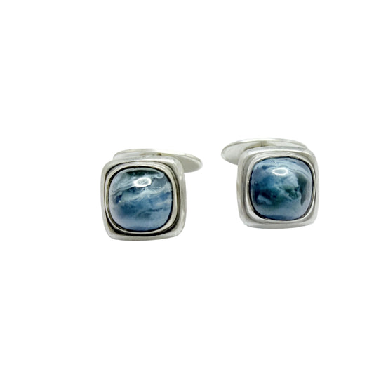 Victor Janson, Sweden 1958. Vintage Solid Silver Bergslagen-stone Cufflinks.