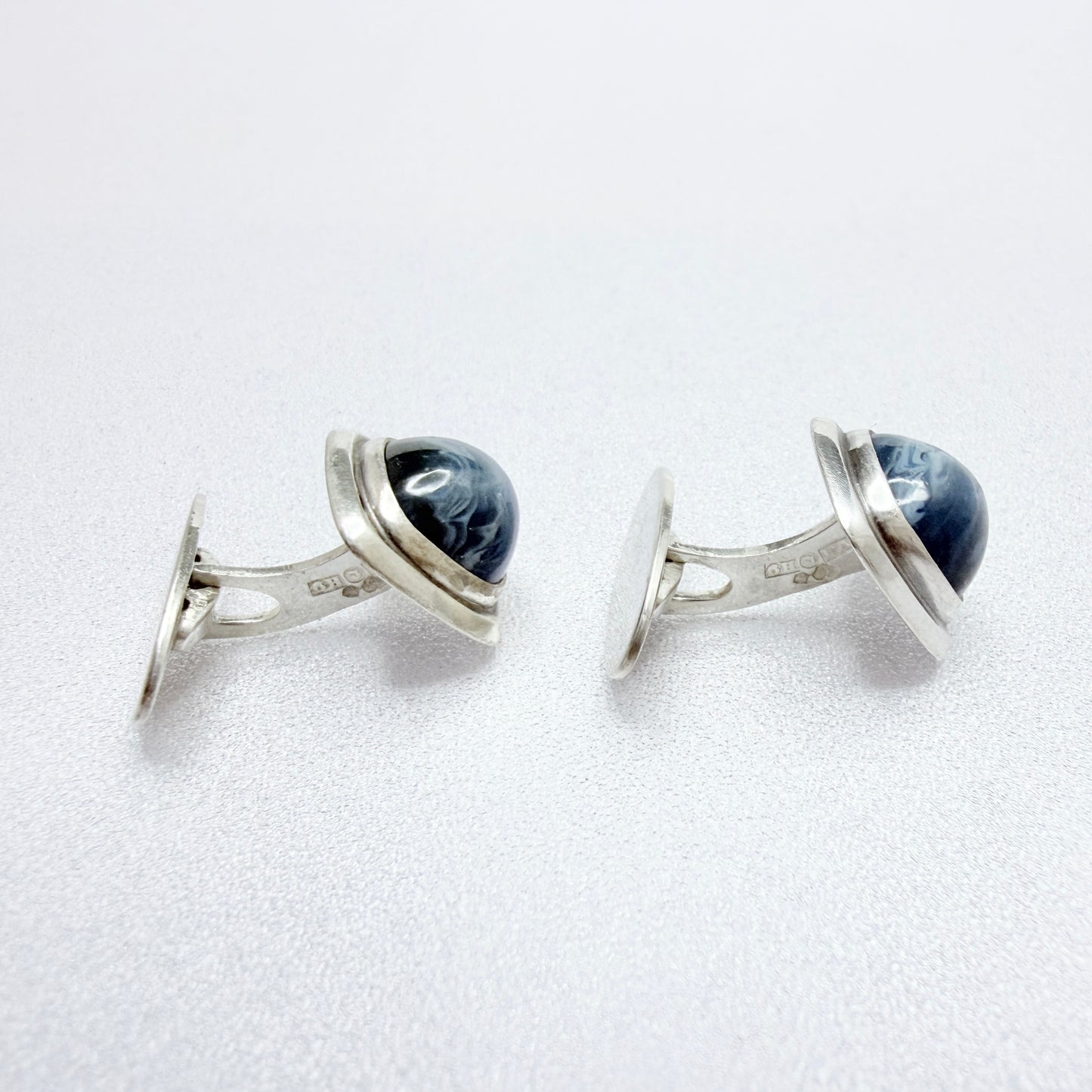 Victor Janson, Sweden 1958. Vintage Solid Silver Bergslagen-stone Cufflinks.