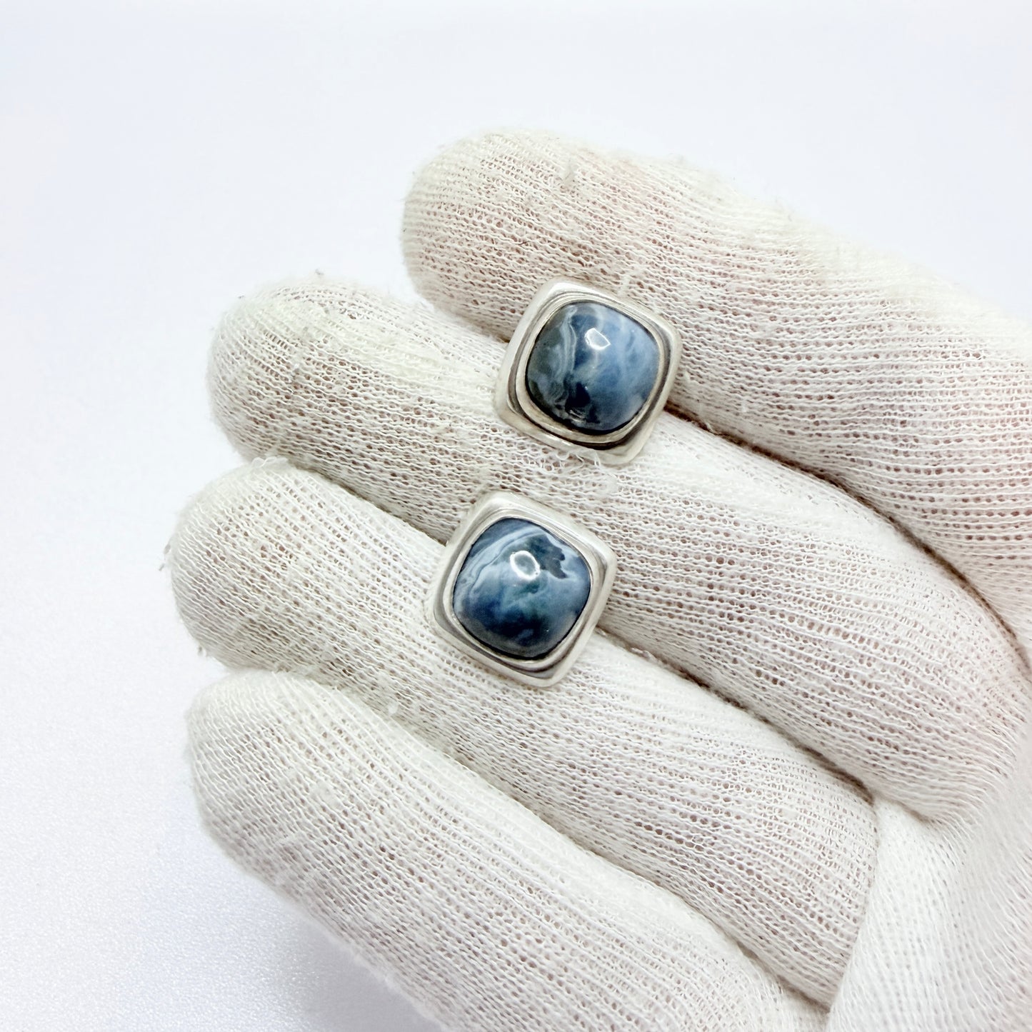 Victor Janson, Sweden 1958. Vintage Solid Silver Bergslagen-stone Cufflinks.
