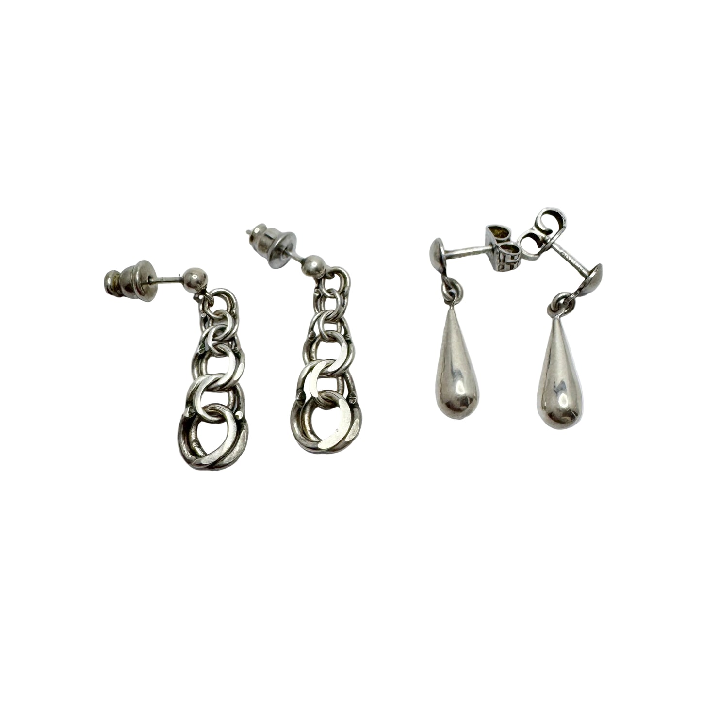 2 Pair of Vintage Silver Earrings. Bismarck and Drops.