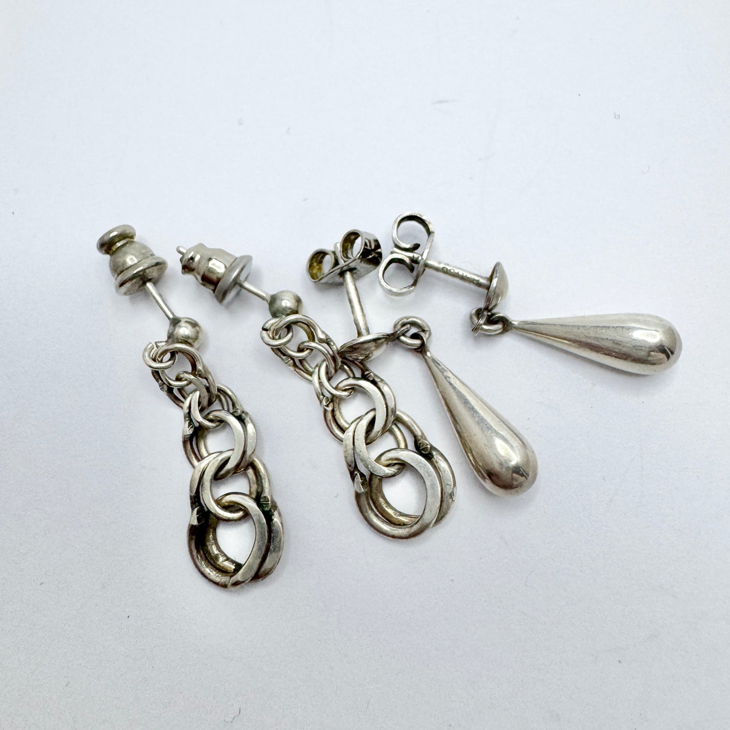 2 Pair of Vintage Silver Earrings. Bismarck and Drops.