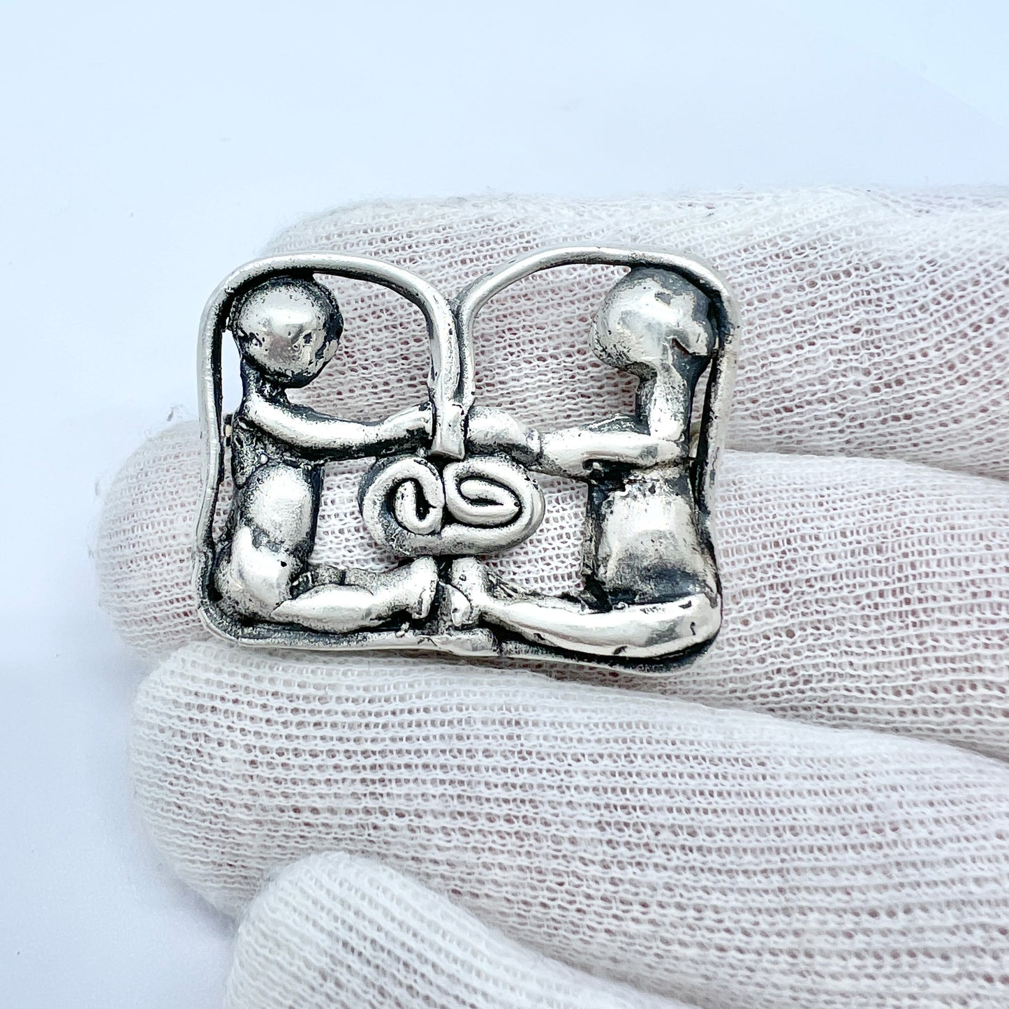 Ragnar Skalstad, Norway 1960s. Vintage Solid Silver Brooch.