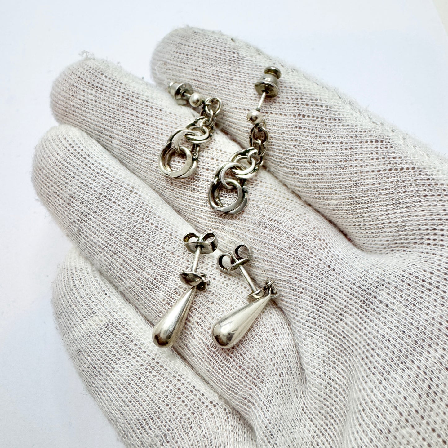 2 Pair of Vintage Silver Earrings. Bismarck and Drops.