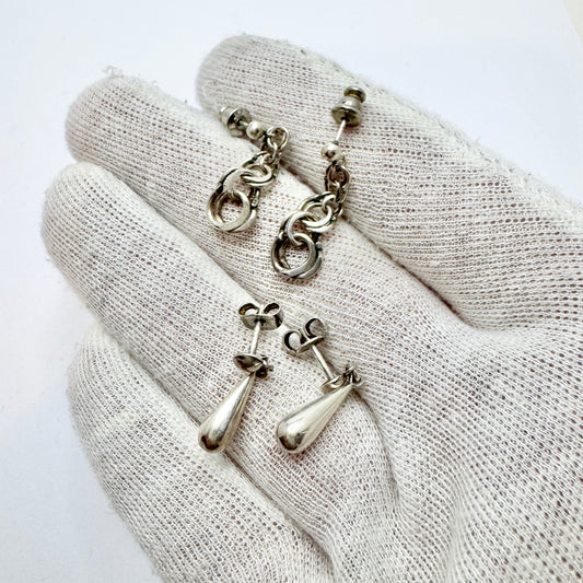 2 Pair of Vintage Silver Earrings. Bismarck and Drops.