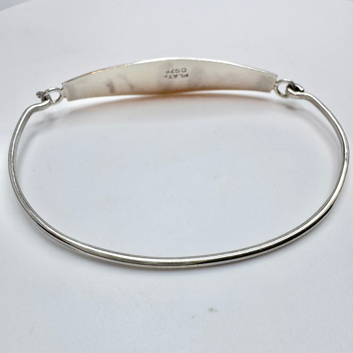 South America , Vintage Sterling Silver Stone Inlay Bangle Bracelet.