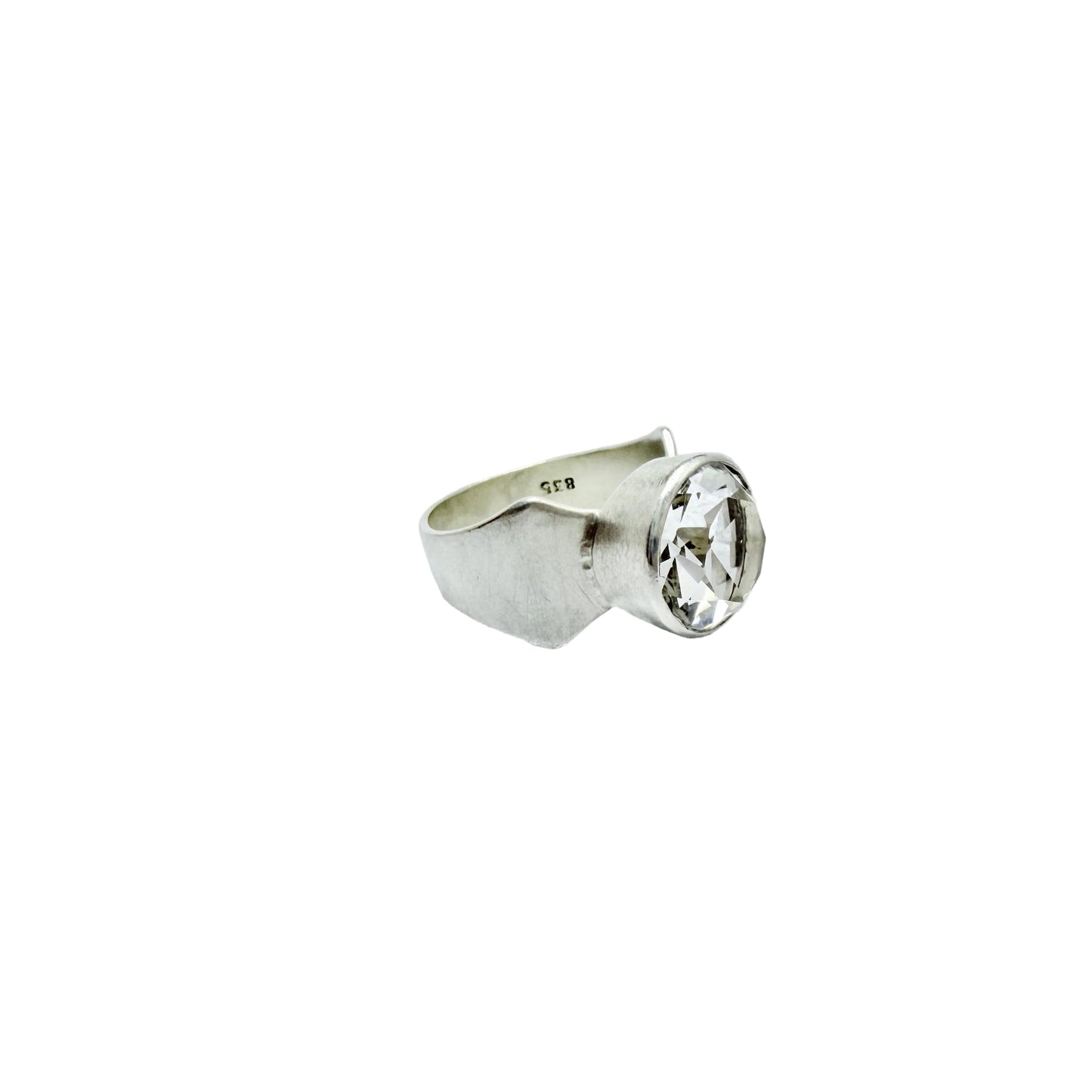 Vintage 1950-60s Solid Silver Rock Crystal Ring.
